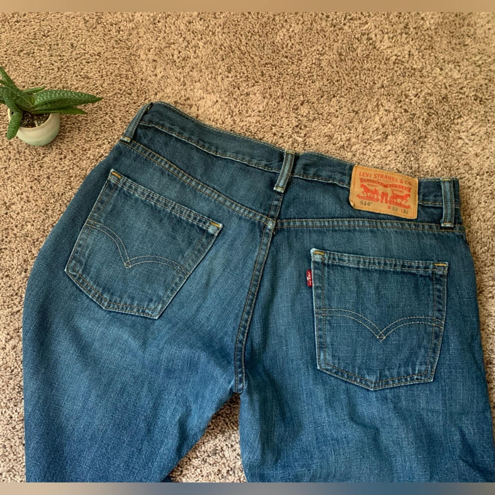 Levi's Straight Fit Denim Jeans in Deep Blue 33 x 32